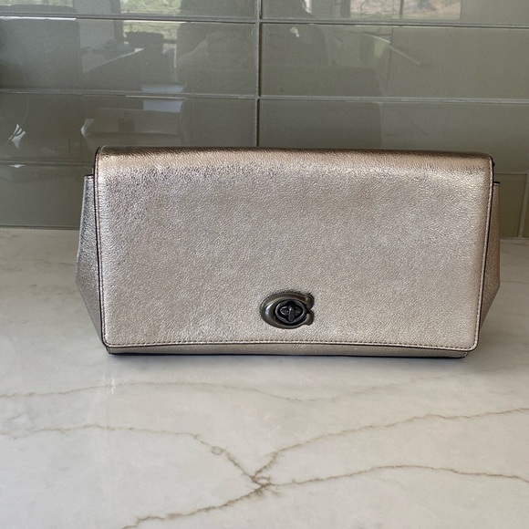 Coach Silver Clutch Sleek Design Wristlet - Picture 1 of 8